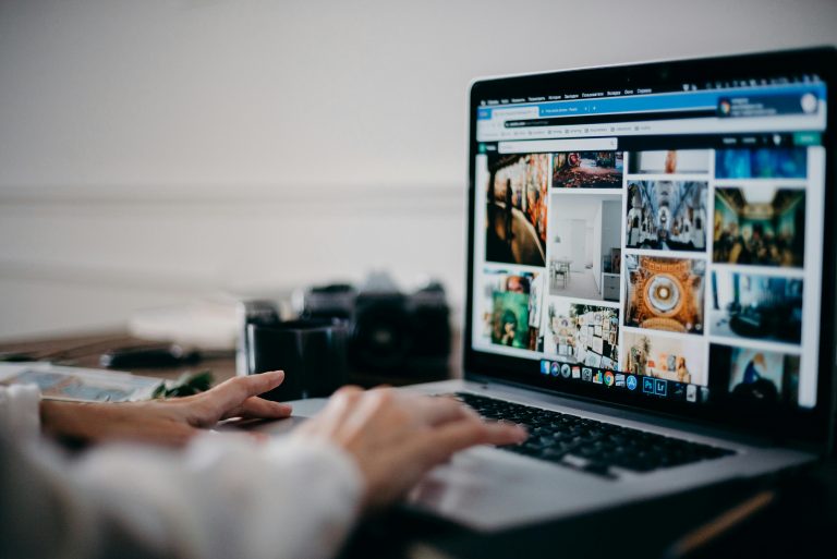 laptop screen displaying images